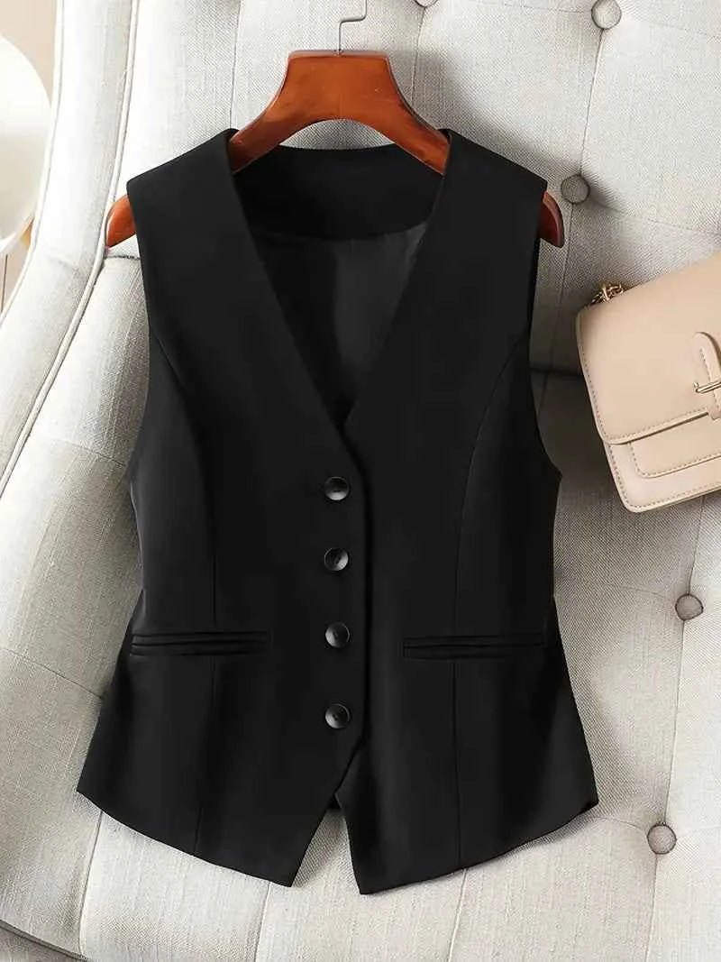Elegante Damen Anzugweste mit V-Ausschnitt – Ärmellose Business Weste Modern Fit