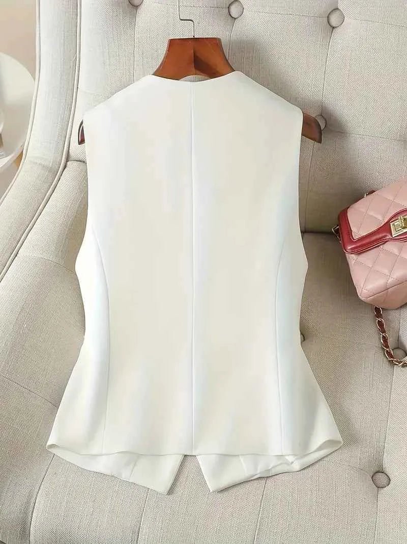 Elegante Damen Anzugweste mit V-Ausschnitt – Ärmellose Business Weste Modern Fit