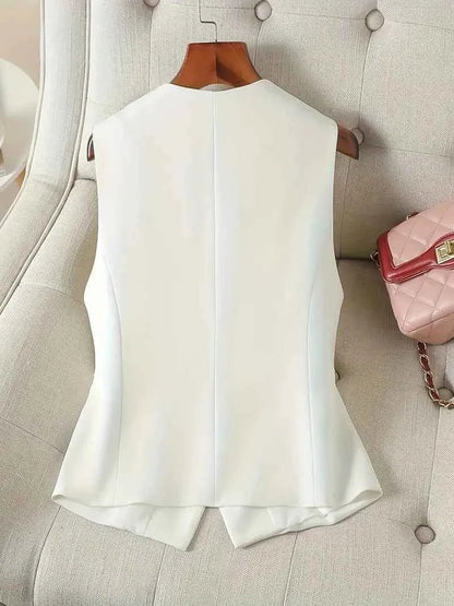 Elegante Damen Anzugweste mit V-Ausschnitt – Ärmellose Business Weste Modern Fit