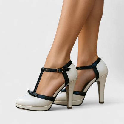 Elegante T-Strap Pumps mit Schleife – Klassische High Heels für Damen