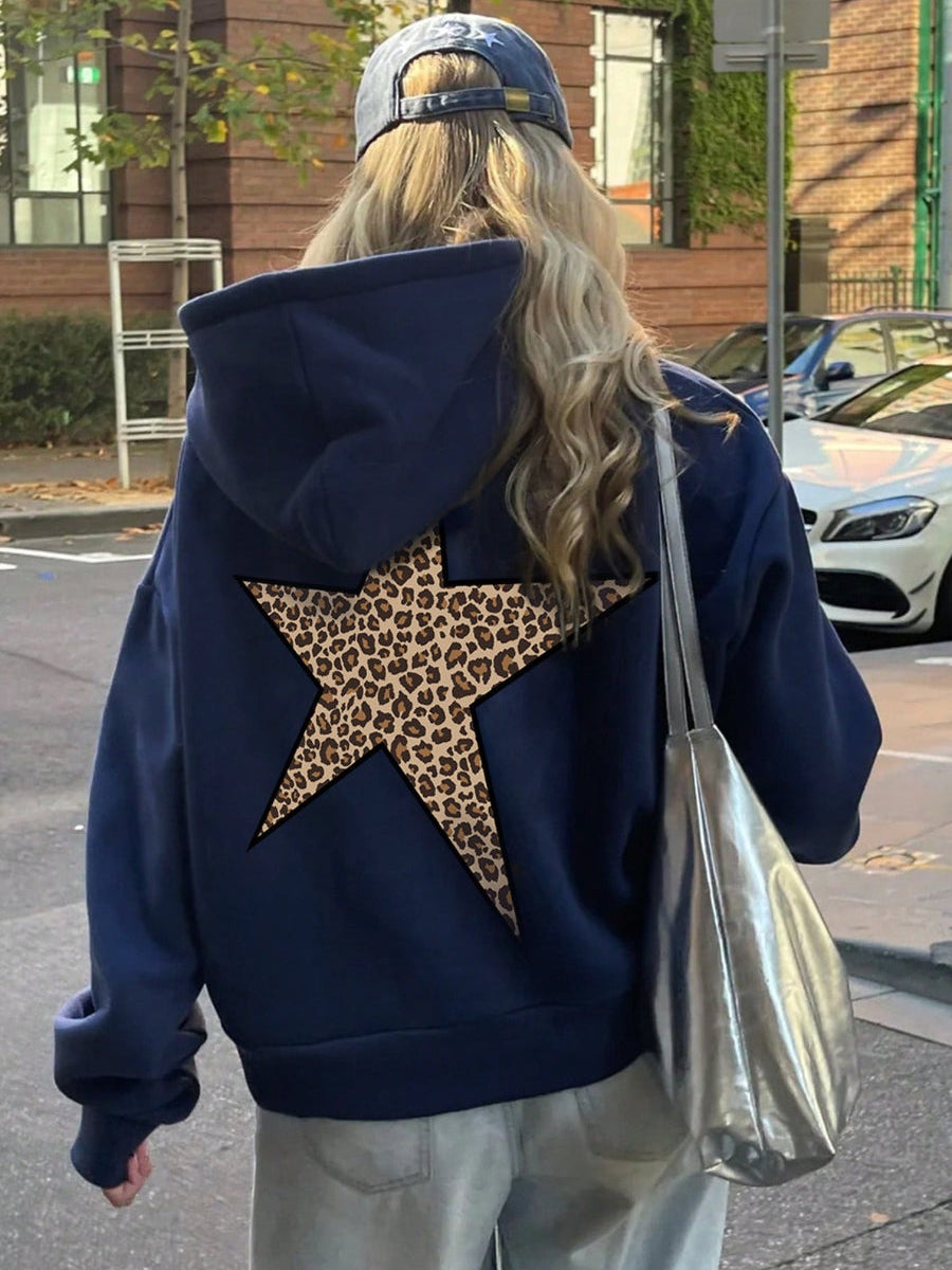 Oversize Hoodie mit Leo-Stern Print für Damen – Lässiger Kapuzenpullover im Streetstyle