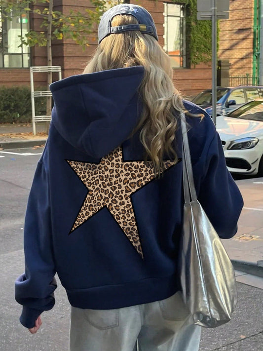 Oversize Hoodie mit Leo-Stern Print für Damen – Lässiger Kapuzenpullover im Streetstyle