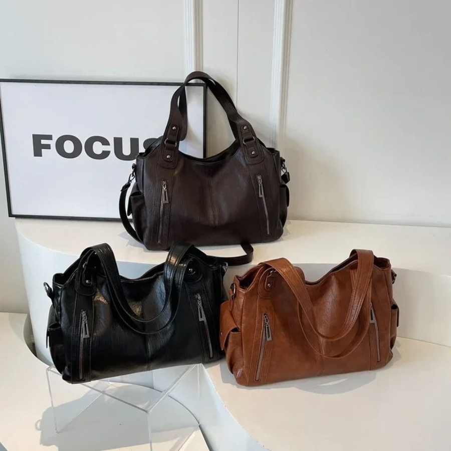 Ambrilys - Großer Klassischer Vegan-Leder Shopper für Frauen