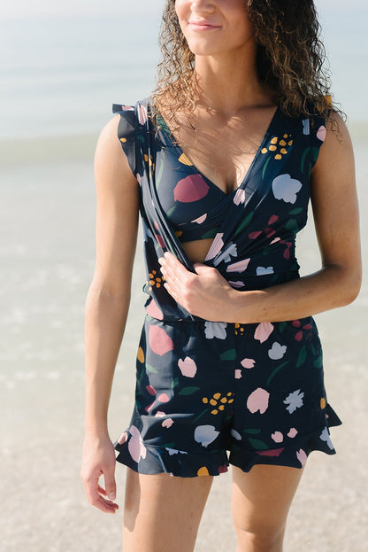 Figurformender Badeanzug-Overall mit integrierter Shorts für Damen – Bequem für Strand & Freizeit