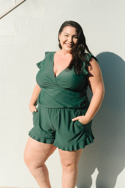 Figurformender Badeanzug-Overall mit integrierter Shorts für Damen – Bequem für Strand & Freizeit