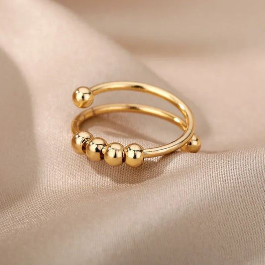 Minimalistischer Kugelring für Damen – Verstellbarer Gold Ring im modernen Design