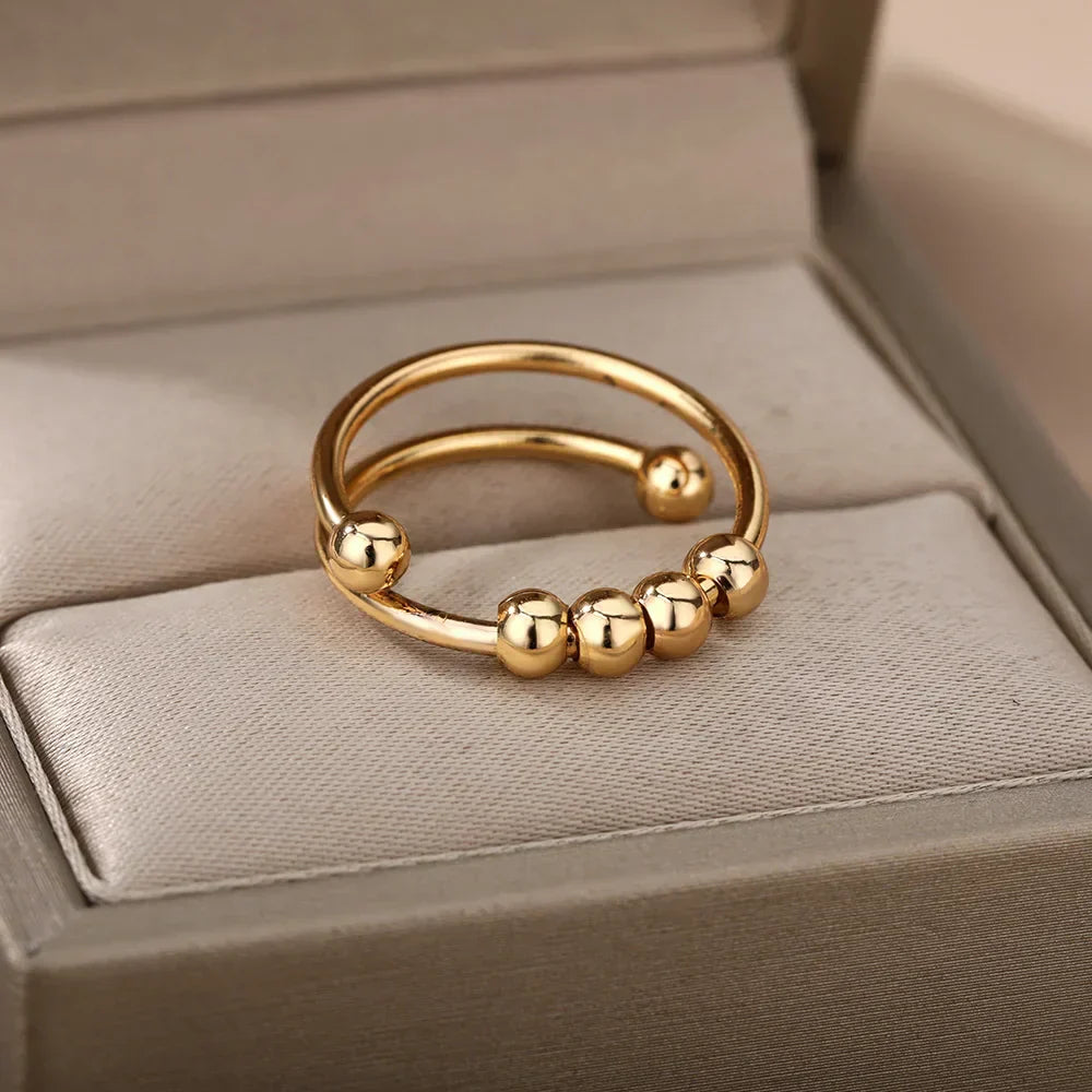 Minimalistischer Kugelring für Damen – Verstellbarer Gold Ring im modernen Design