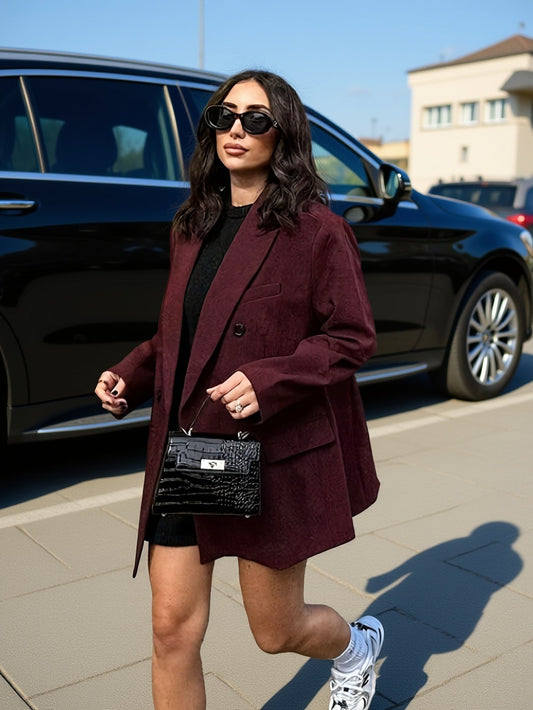 Iréva - Oversize Blazer Klassisch Bordeaux für Frauen – Übergangsjacke