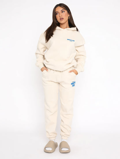 Oréline - Elegantes Zweiteiliges Set: Hoodie und Hochtaillierte Jogginghose in Sanften Farben