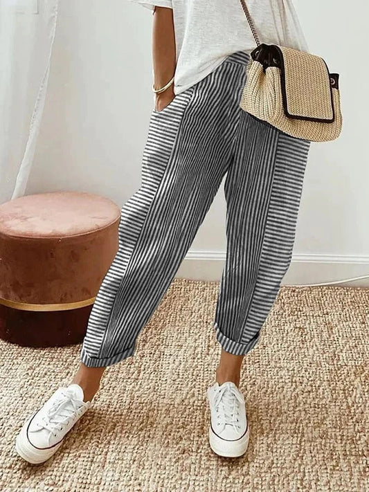 Lässiger Sommerlook für Frauen Gestreifte Hose mit Lockerem Schnitt und Bequemer Passform