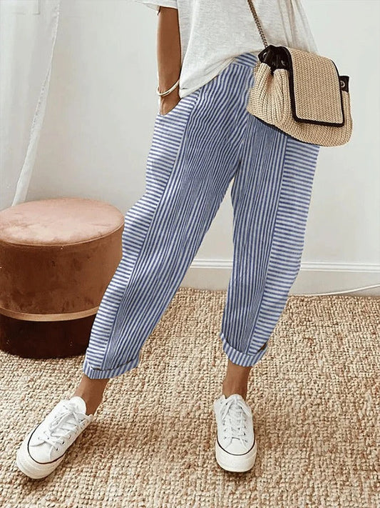 Lässiger Sommerlook für Frauen Gestreifte Hose mit Lockerem Schnitt und Bequemer Passform
