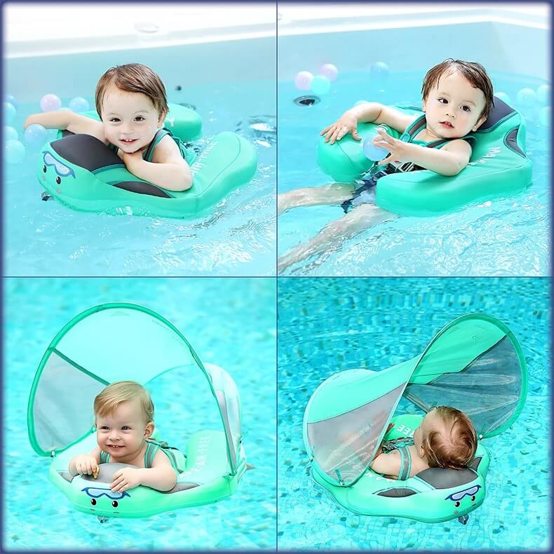 Aquivie - Schwimmarmband für Kinder BabySwim mit Sicherheitskappe zum sicheren Schwimmen auf dem Wasser – Sommer
