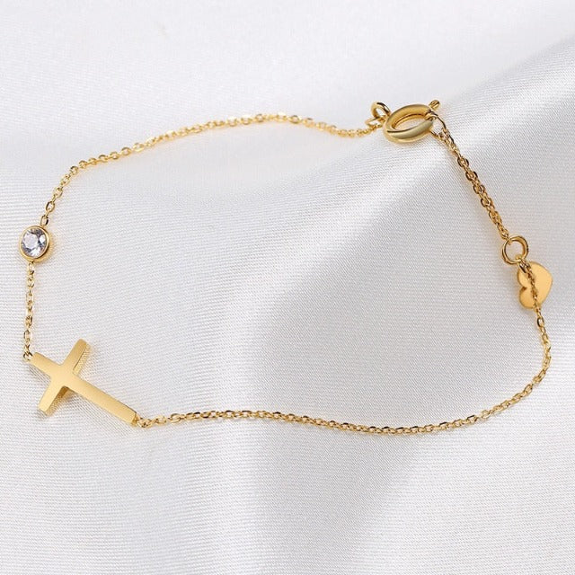 Feines Armband mit Kreuz-Anhänger & Zirkonia – Eleganter Schmuck für Damen