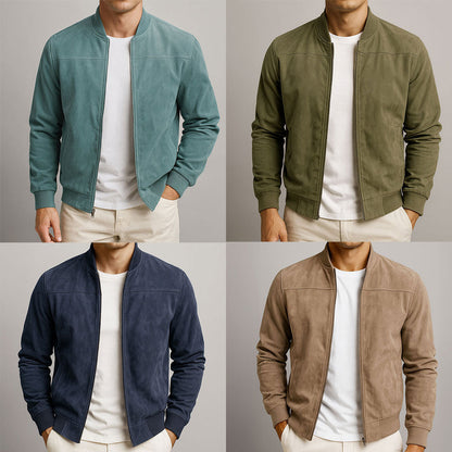 Herren Wildleder-Look Bomberjacke – Elegante Übergangsjacke Slim Fit & moderner Casual Style