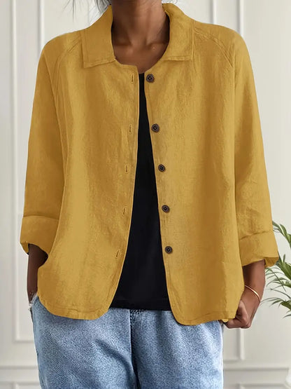 Leichte Leinen Bluse mit Knopfleiste & lockerem Schnitt für Damen – Atmungsaktiv & Elegant