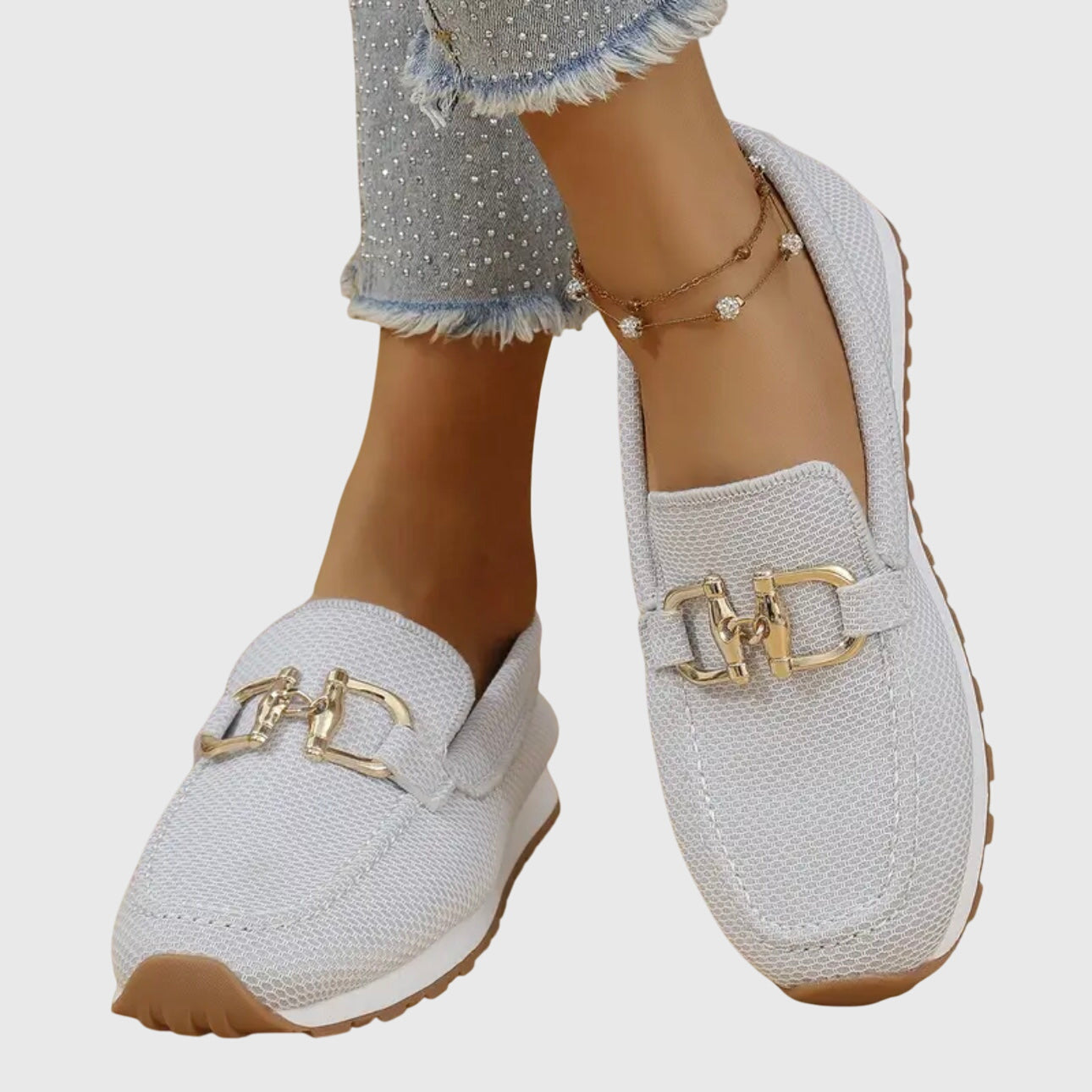 Bequeme Slip-On Loafer Schuhe für Frauen mit leichtem Design und goldener Schnalle