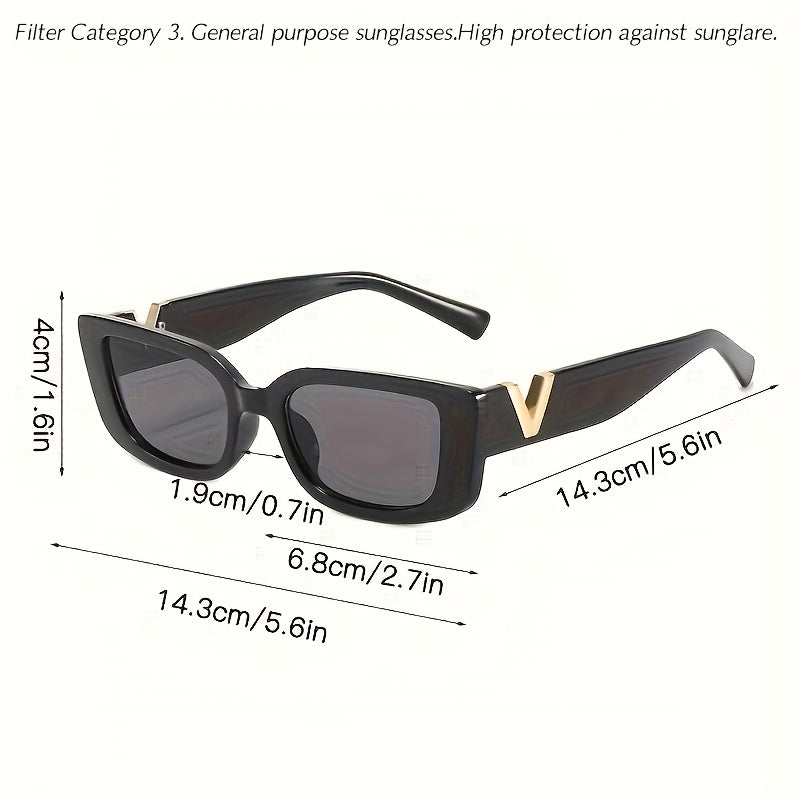 Schmale Retro Sonnenbrille mit UV-Schutz für Damen – Elegante Statement Shades mit Metall-Detail