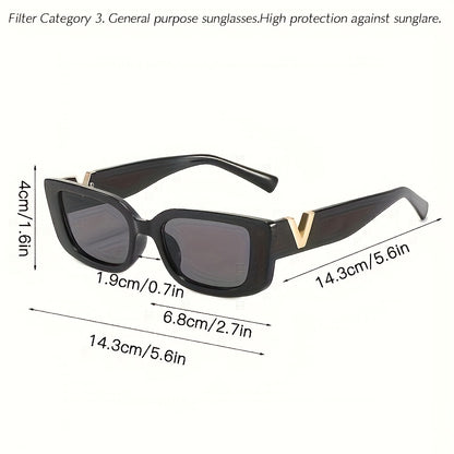 Schmale Retro Sonnenbrille mit UV-Schutz für Damen – Elegante Statement Shades mit Metall-Detail