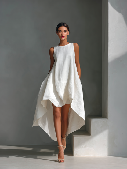 Ärmelloses Maxi Kleid für Damen – Luftiges High-Low Sommerkleid mit elegantem Fall