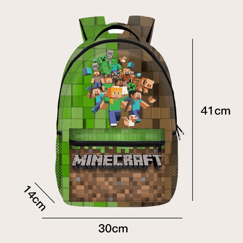 Minecraft Rucksack für Kinder – Cooler Schulrucksack mit 3D Pixel Design & viel Stauraum