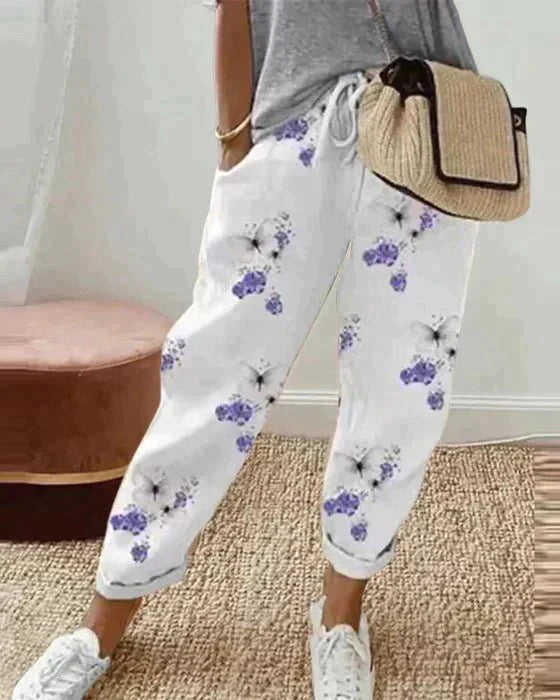 Lässige Sommerhose mit Print & elastischem Bund – Bequeme Freizeit Hose für Damen