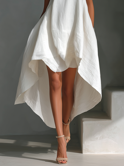 Ärmelloses Maxi Kleid für Damen – Luftiges High-Low Sommerkleid mit elegantem Fall
