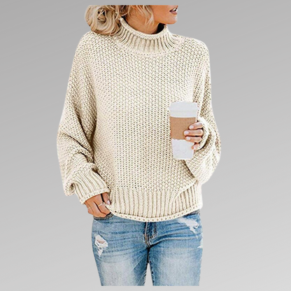 Emma - Weicher, Grobstrick-Pullover mit weitem Rollkragen für den Frühling