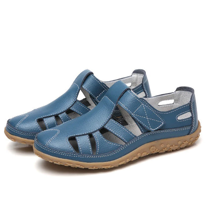 Bequeme Leder-Sandalen mit Klettverschluss – Atmungsaktive Sommer Schuhe für Damen