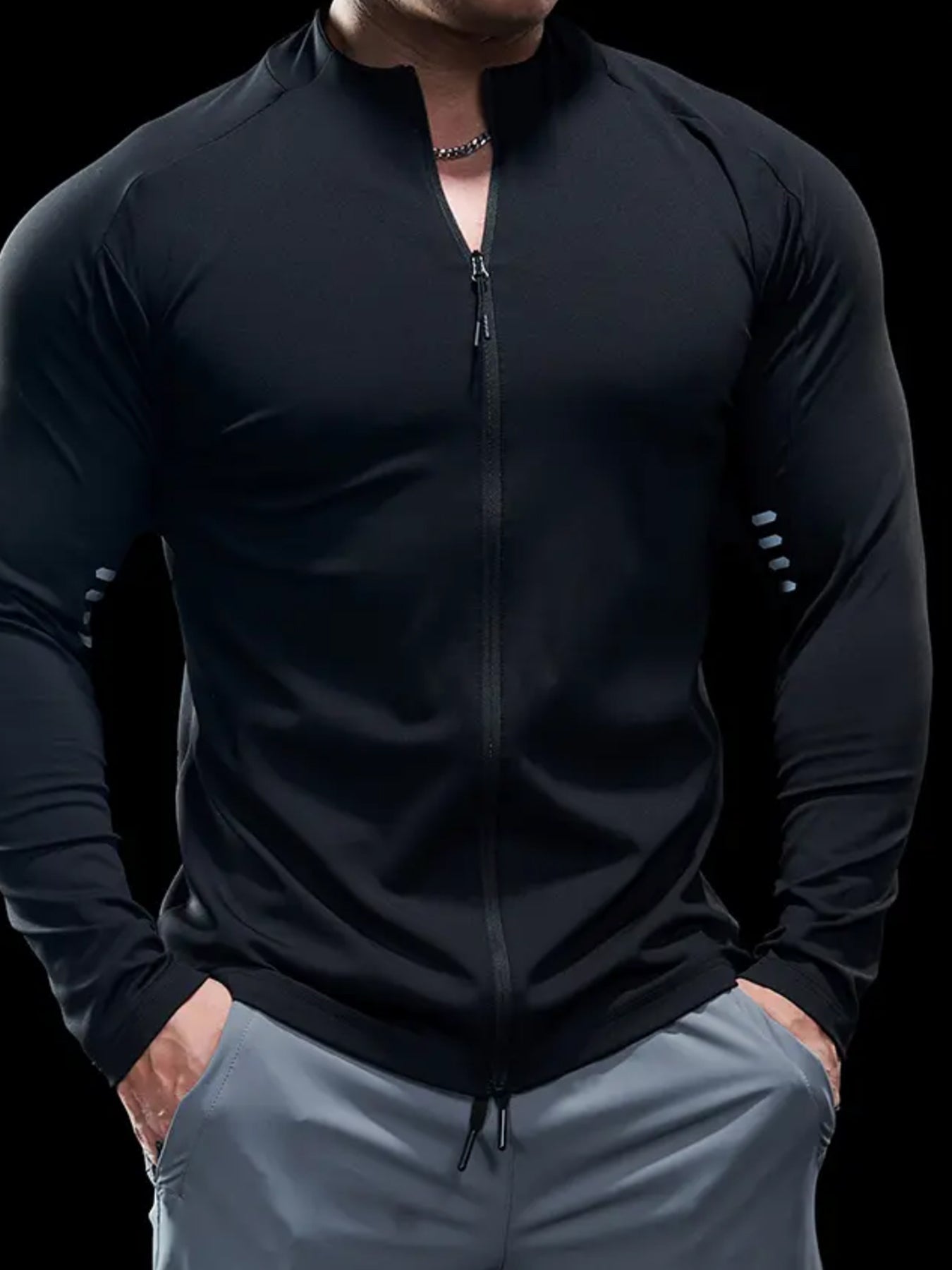 Maëlric - Sportjacke SmoothBlend mit schnelltrocknendem Material für Laufen und Fitness mit Reißverschlusskragen