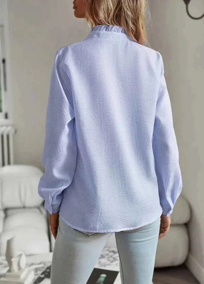 Elegante Rüschenbluse mit Strukturmuster – Luftige Langarmbluse für Damen