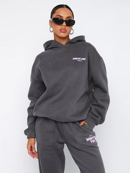 Oréline - Elegantes Zweiteiliges Set: Hoodie und Hochtaillierte Jogginghose in Sanften Farben