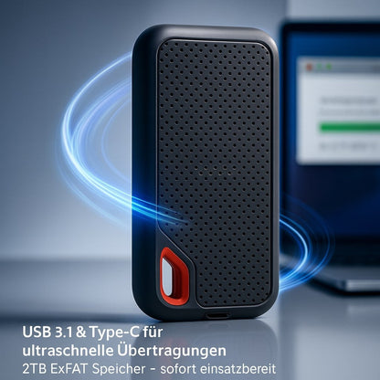 Tragbare Externe SSD mit USB-C & USB 3.1 – Schneller Datenspeicher für PC, Mac & Smartphone