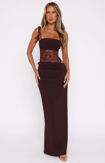 Pauline - Maxikleid für Damen, Sommer, Rippstrick, leicht und ultra-fließend, mit feinen Trägern, freiem Rücken, V-Ausschnitt und doppelten seitlichen Schlitzen