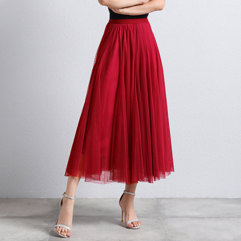 Eleganter Damen Tüllrock Midi – Hochtaillierter Plissee Rock für Stilvolle Looks