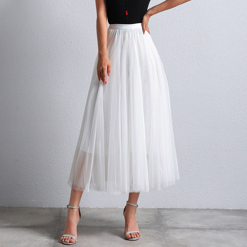 Eleganter Damen Tüllrock Midi – Hochtaillierter Plissee Rock für Stilvolle Looks
