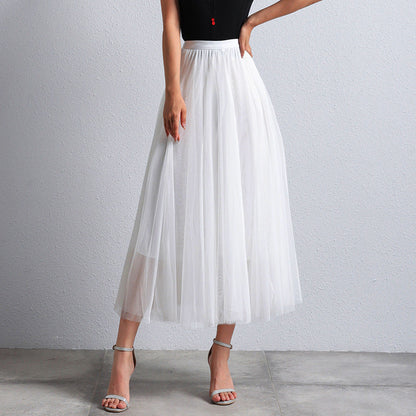Eleganter Damen Tüllrock Midi – Hochtaillierter Plissee Rock für Stilvolle Looks