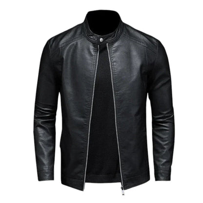 Isidore - Klassische Schwarze Lederjacke für Herren mit Reißverschluss