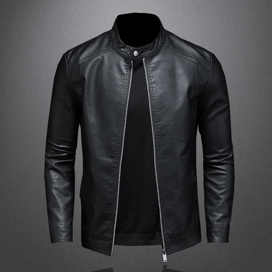 Isidore - Klassische Schwarze Lederjacke für Herren mit Reißverschluss