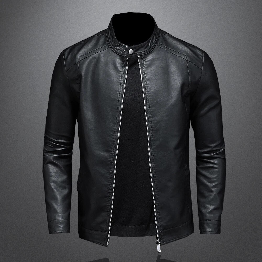 Isidore - Klassische Schwarze Lederjacke für Herren mit Reißverschluss