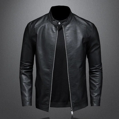 Isidore - Klassische Schwarze Lederjacke für Herren mit Reißverschluss