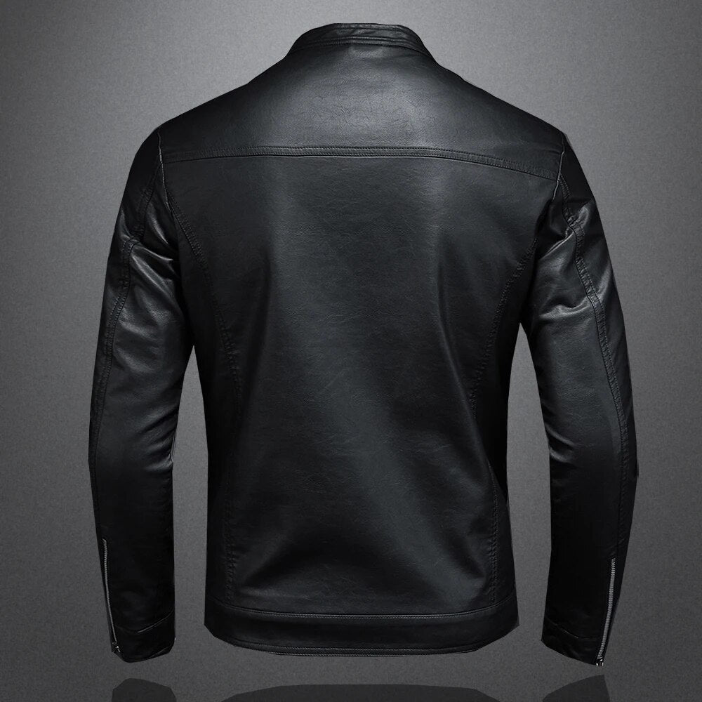 Isidore - Klassische Schwarze Lederjacke für Herren mit Reißverschluss