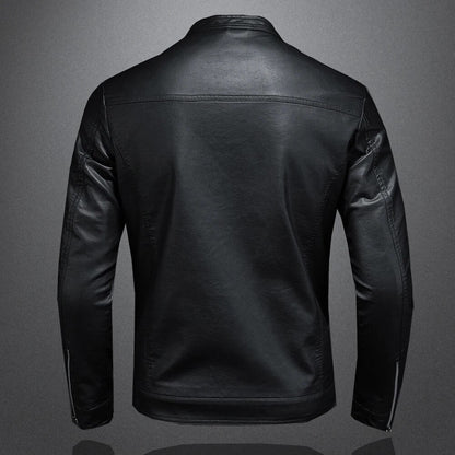 Isidore - Klassische Schwarze Lederjacke für Herren mit Reißverschluss