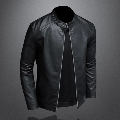 Isidore - Klassische Schwarze Lederjacke für Herren mit Reißverschluss