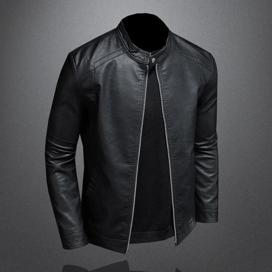 Isidore - Klassische Schwarze Lederjacke für Herren mit Reißverschluss
