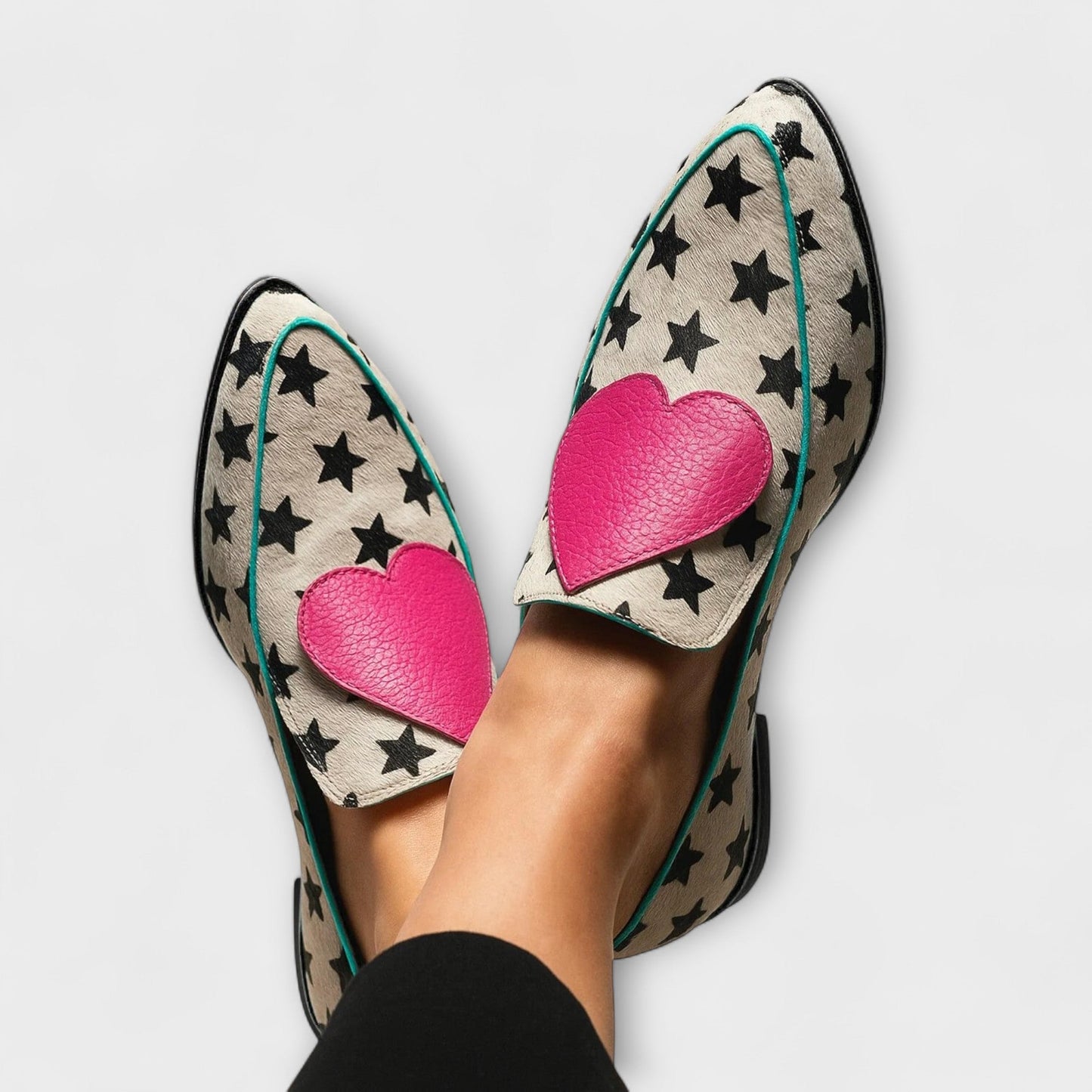 Slipper mit Sternenmuster und Herzdesign für Damen Bequeme Loafer im Trend Look