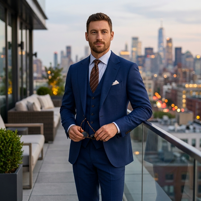Eleganter 3-Teile Slim Fit Anzug – Moderner Business & Hochzeitsanzug für Herren
