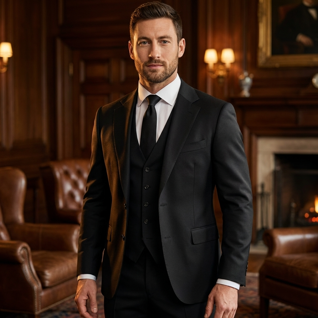 Eleganter 3-Teile Slim Fit Anzug – Moderner Business & Hochzeitsanzug für Herren