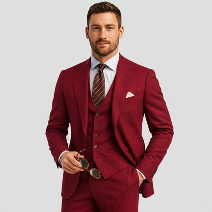 Eleganter 3-Teile Slim Fit Anzug – Moderner Business & Hochzeitsanzug für Herren