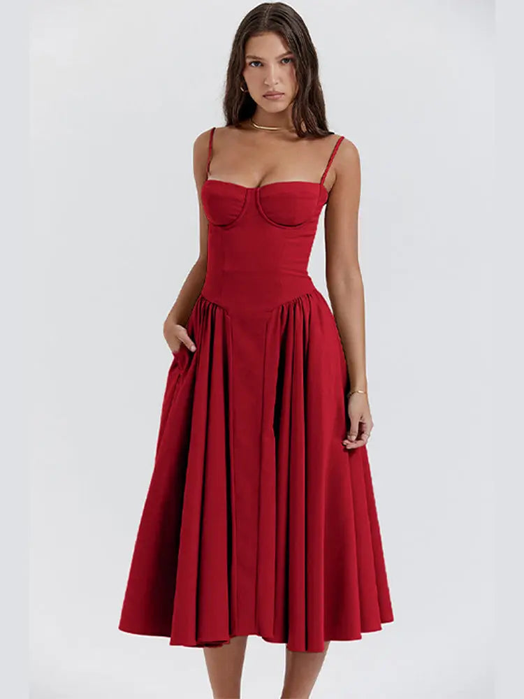 Calixène - Maxikleid mit Korsett für Damen aus atmungsaktivem Stoff für Frühling und Sommer