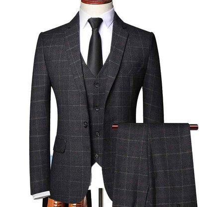 Eleganter Herren 3-Teile Anzug kariert – Slim Fit Business- & Hochzeitsanzug